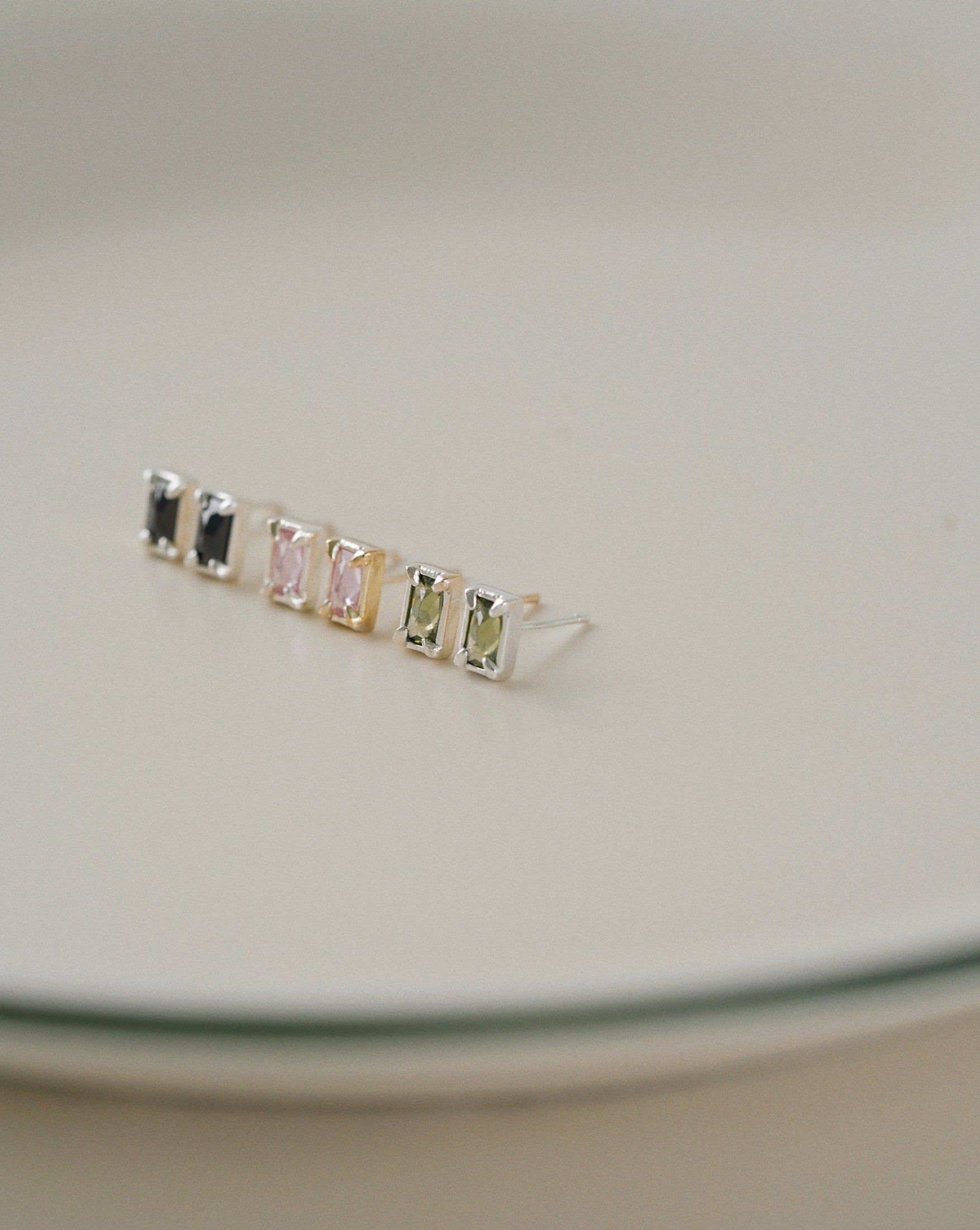 Aura Sage Stud Earrings in Silver