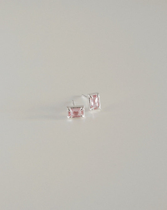 Aura Blush Stud Earrings in Silver