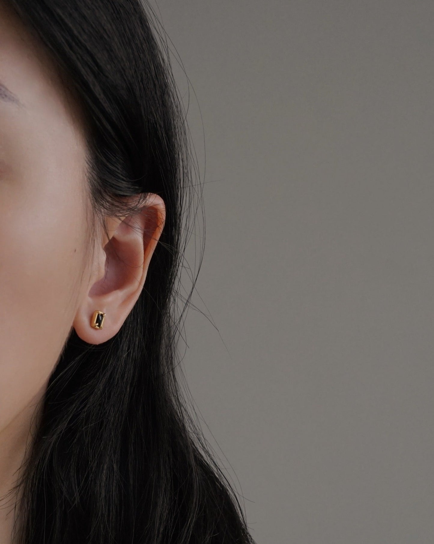 Aura Midnight Stud Earrings in Gold