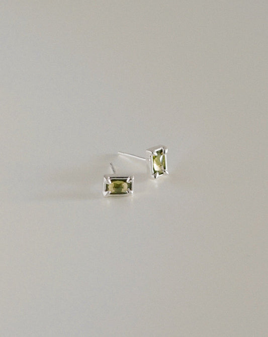 Aura Sage Stud Earrings in Silver