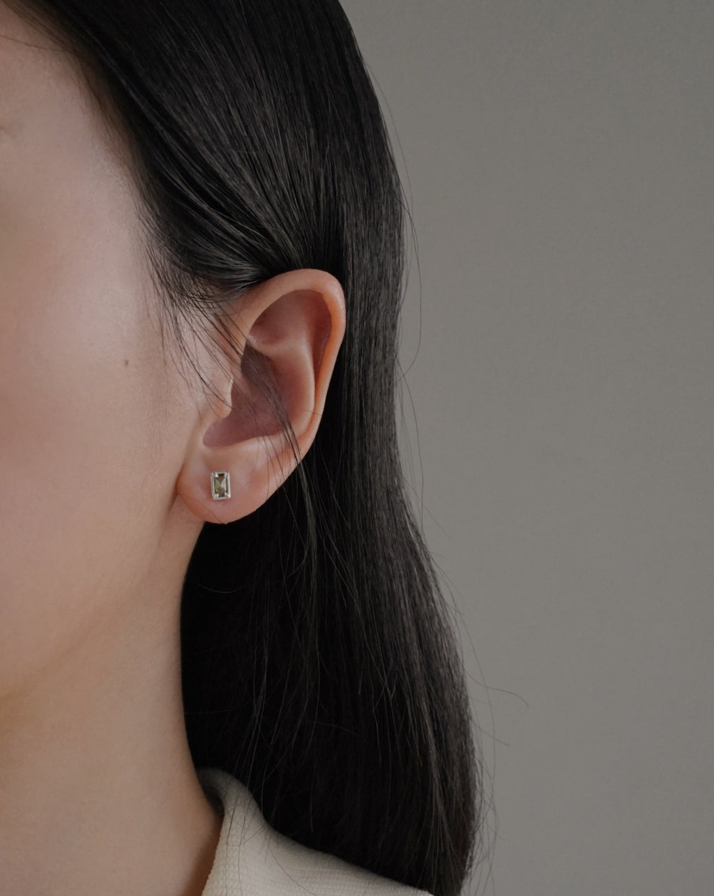 Aura Sage Stud Earrings in Silver
