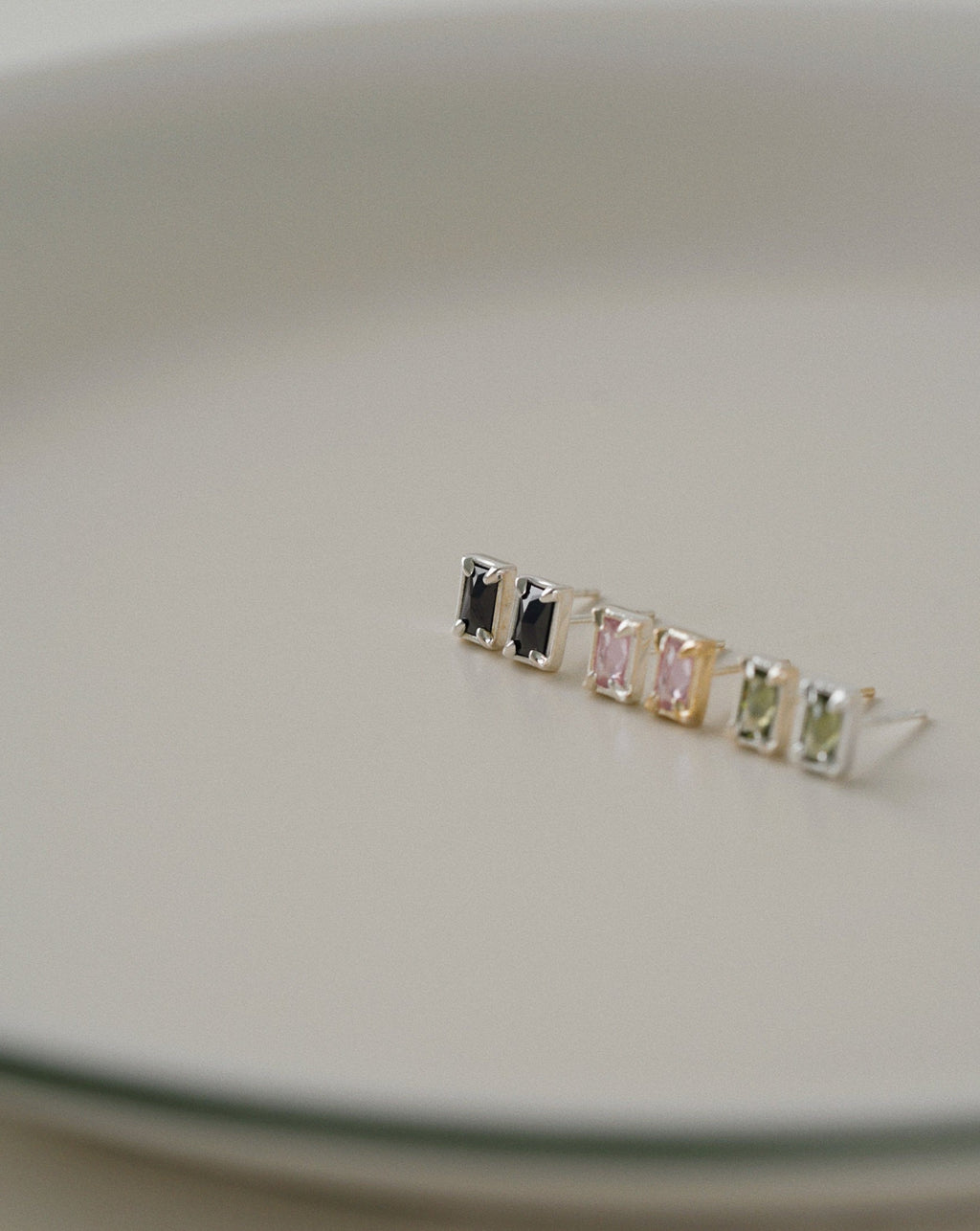 Aura Midnight Stud Earrings in Silver