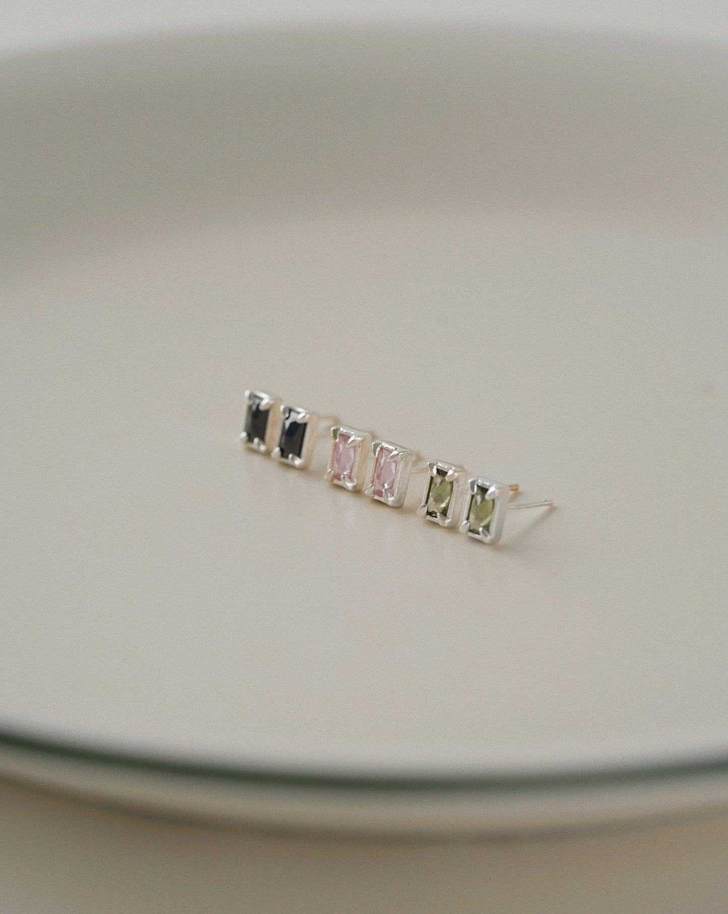 Aura Blush Stud Earrings in Silver