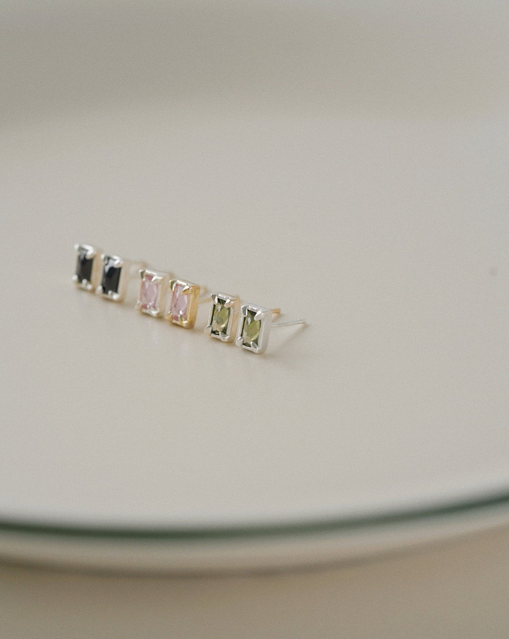 Aura Sage Stud Earrings in Silver