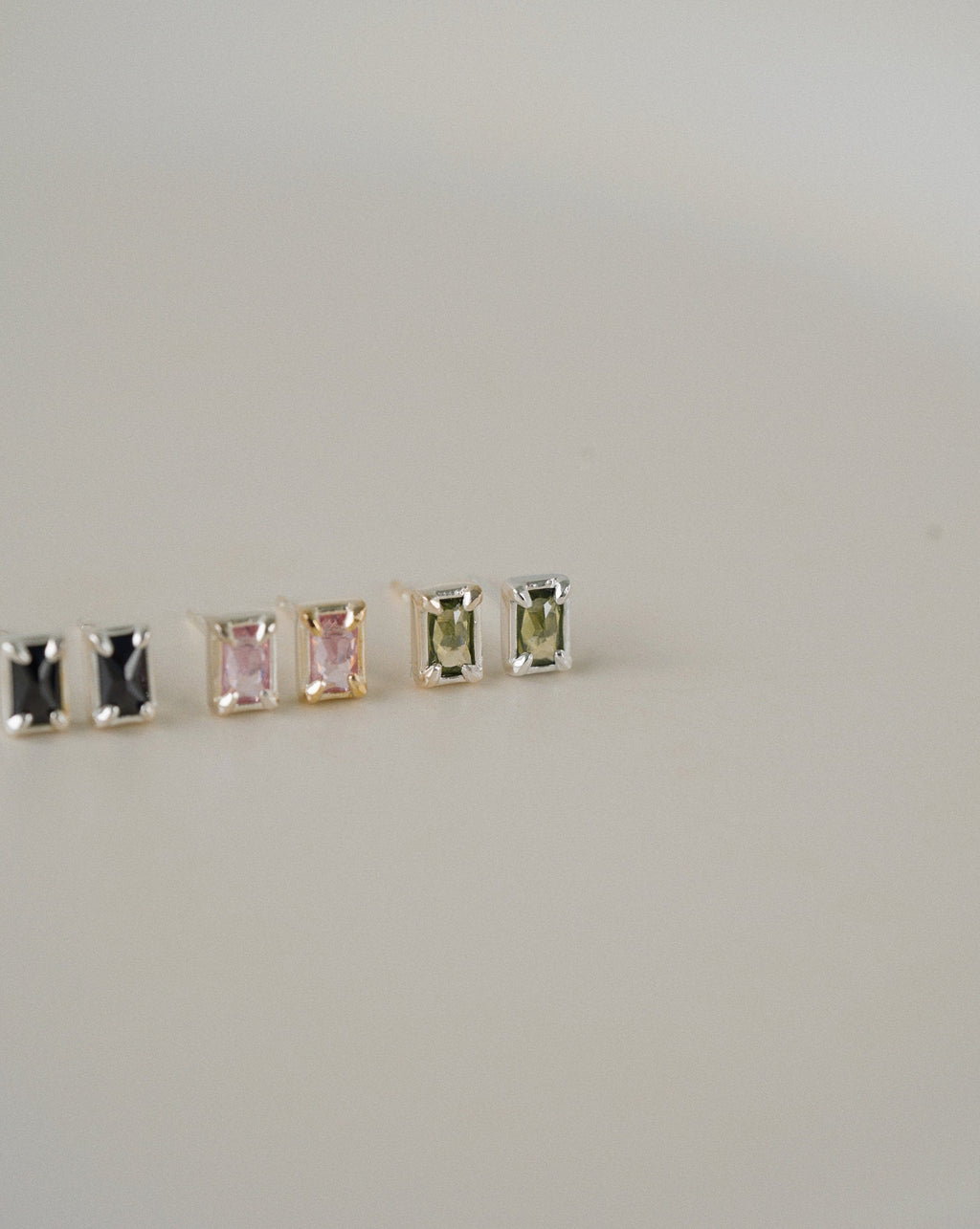 Aura Sage Stud Earrings in Silver