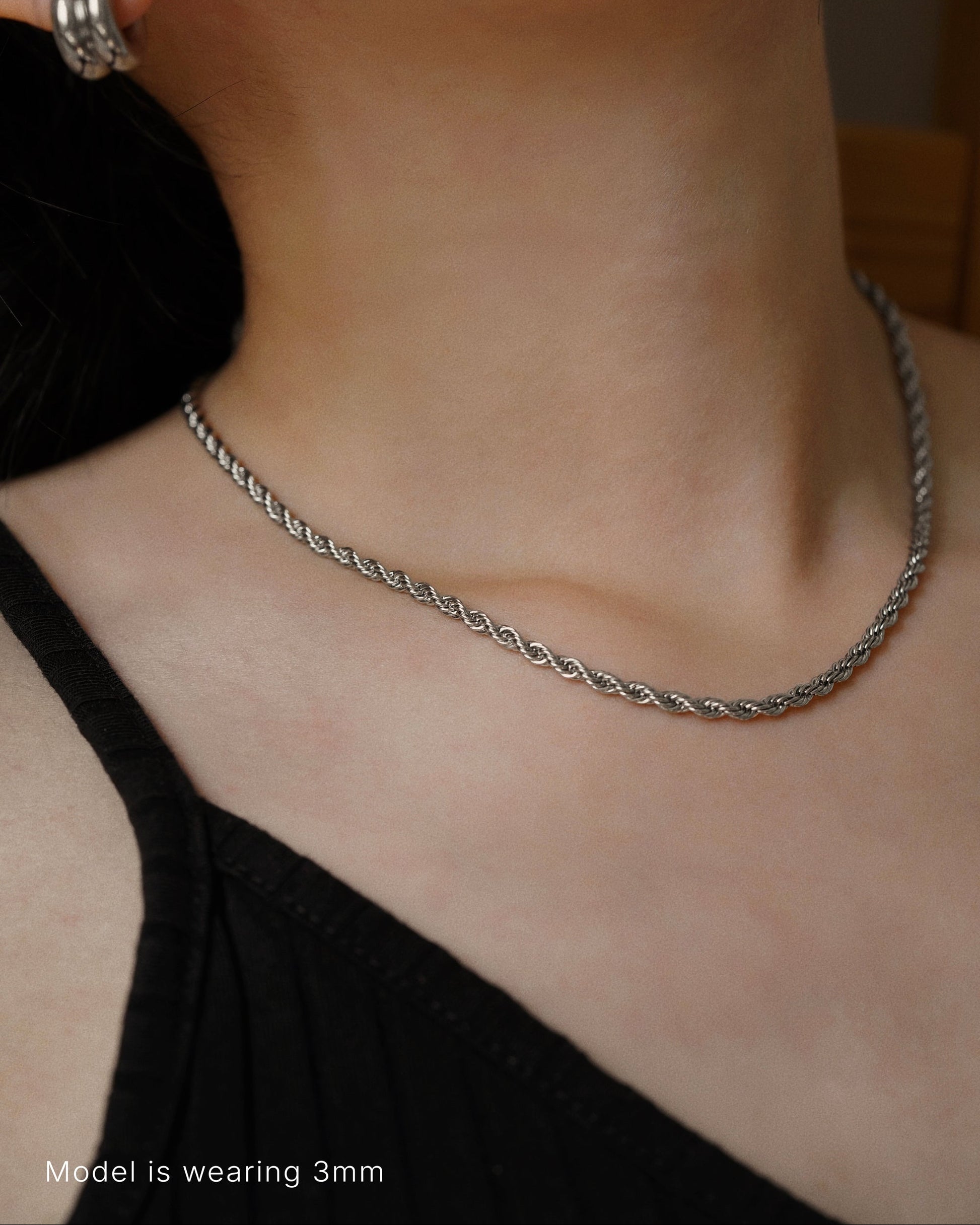 Rope Chain Necklace in Silver