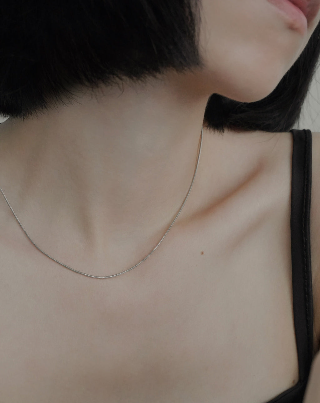 Sleek Snake Chain Necklace in Silver