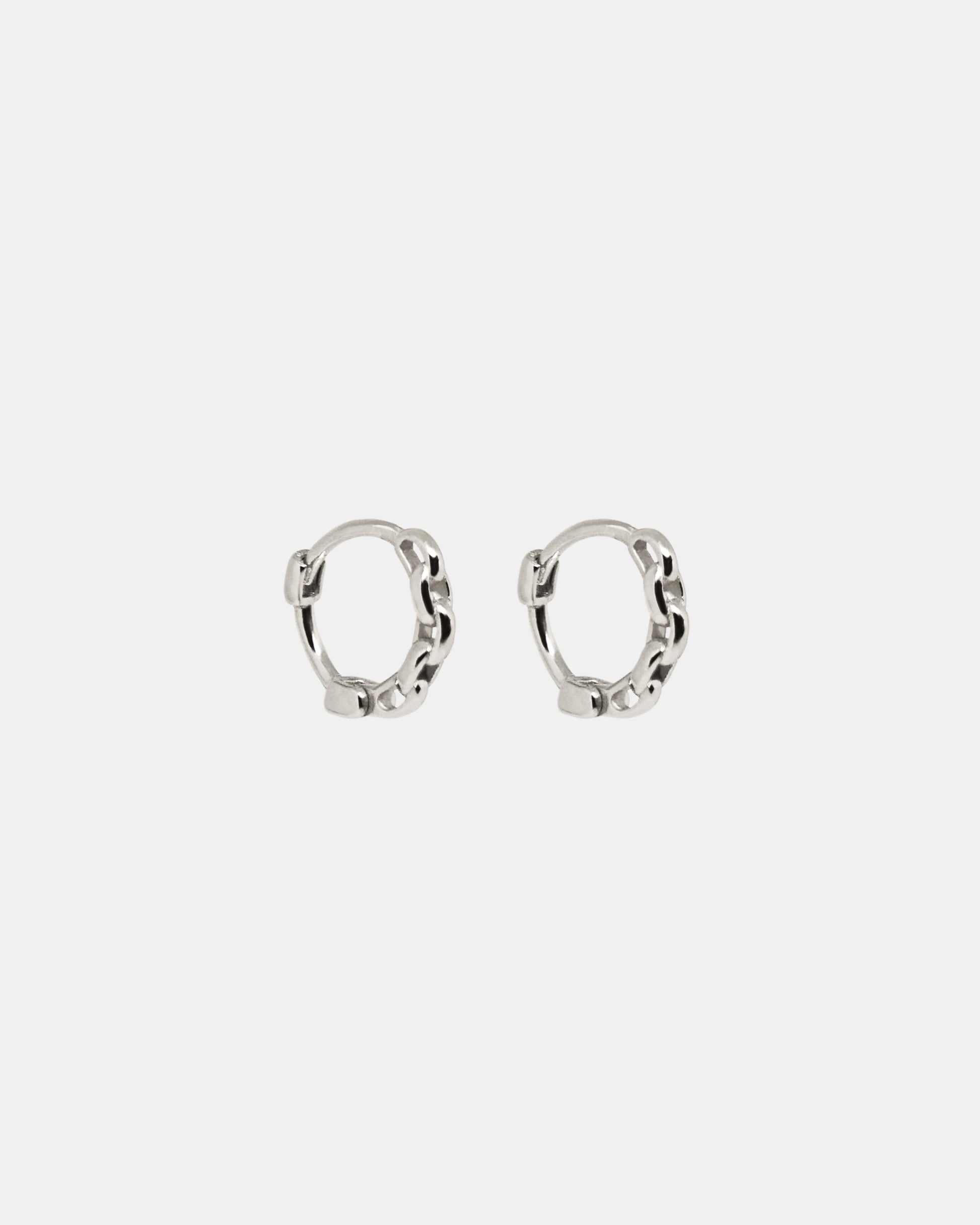 Mini Chain Hoops in Silver