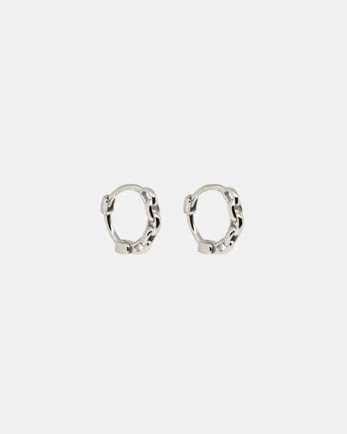 Mini Chain Hoops in Silver