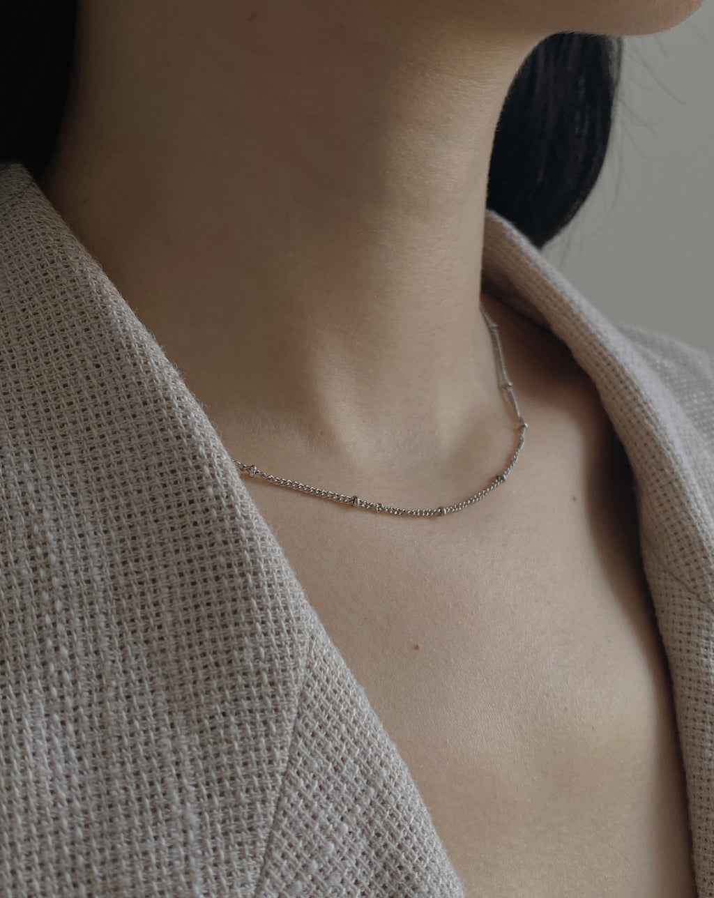 Beaded Necklace in Silver