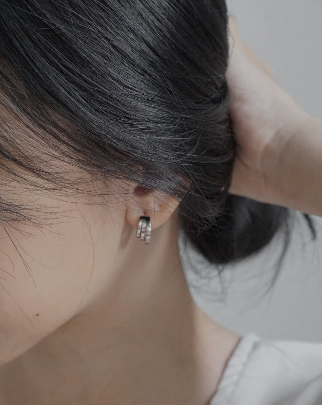 Trio Hoops in Silver